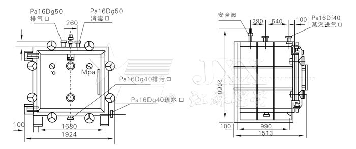 方形靜態真空干燥機結構示意圖